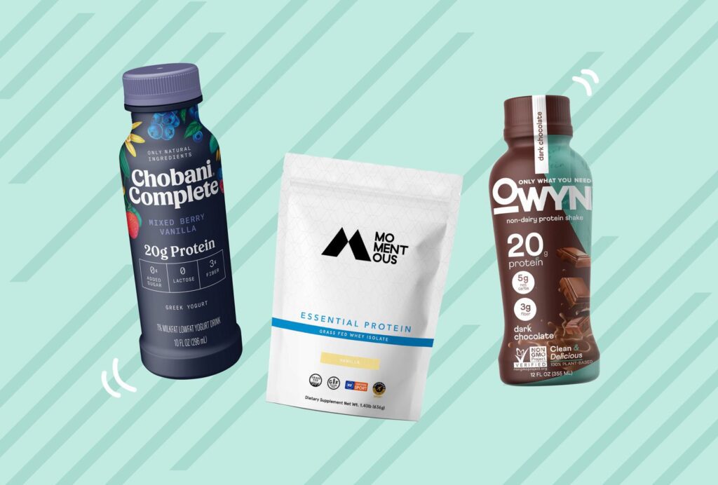 Best protein shakes for muscle building and recovery - various protein shake bottles and powders