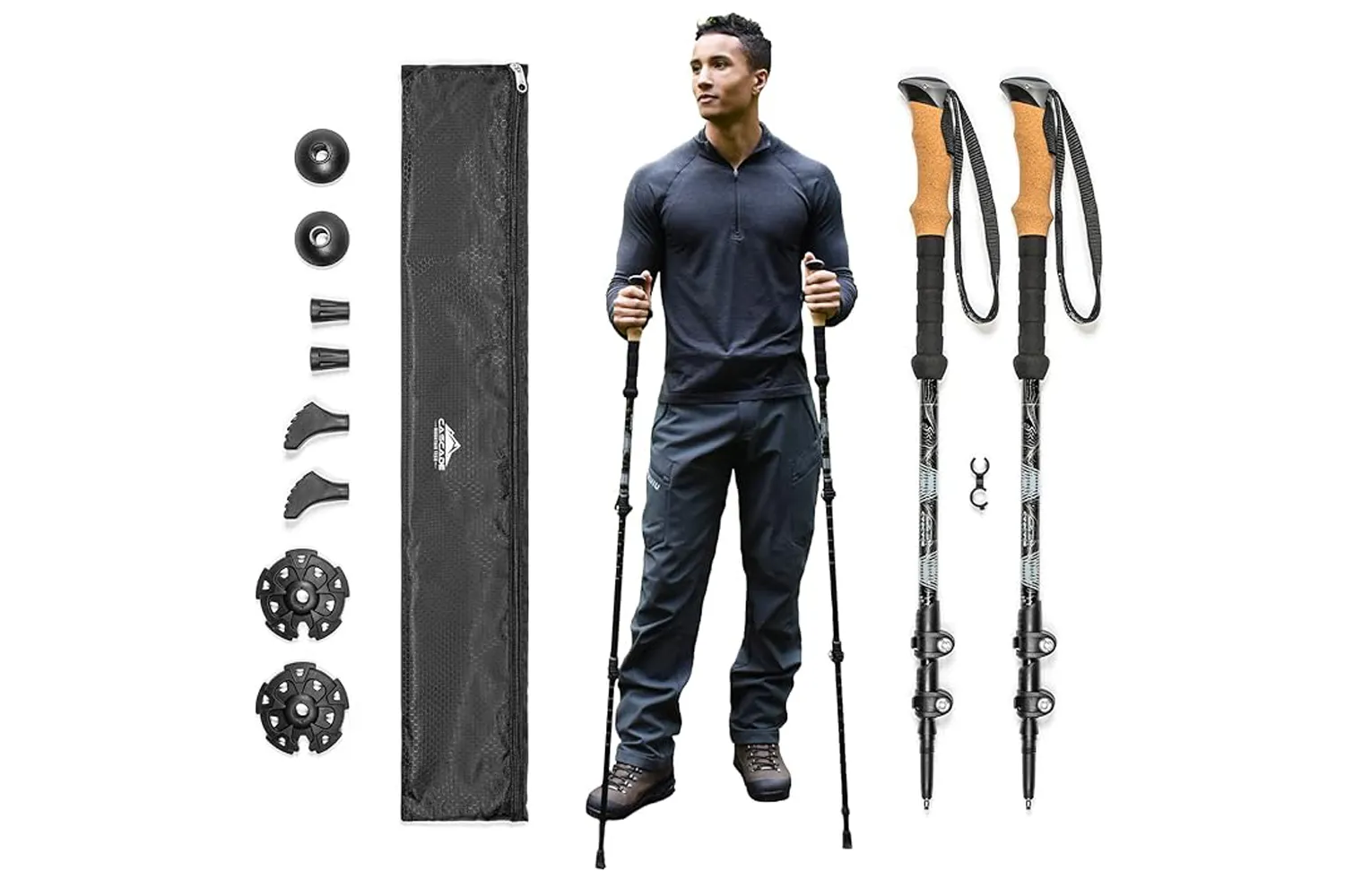Cascade Mountain Aluminum Quick Lock Trekking Poles with Cork Grip